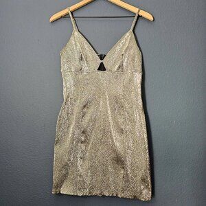 H&M Metallic Silver Cocktail Mini Dress Women's Size Medium